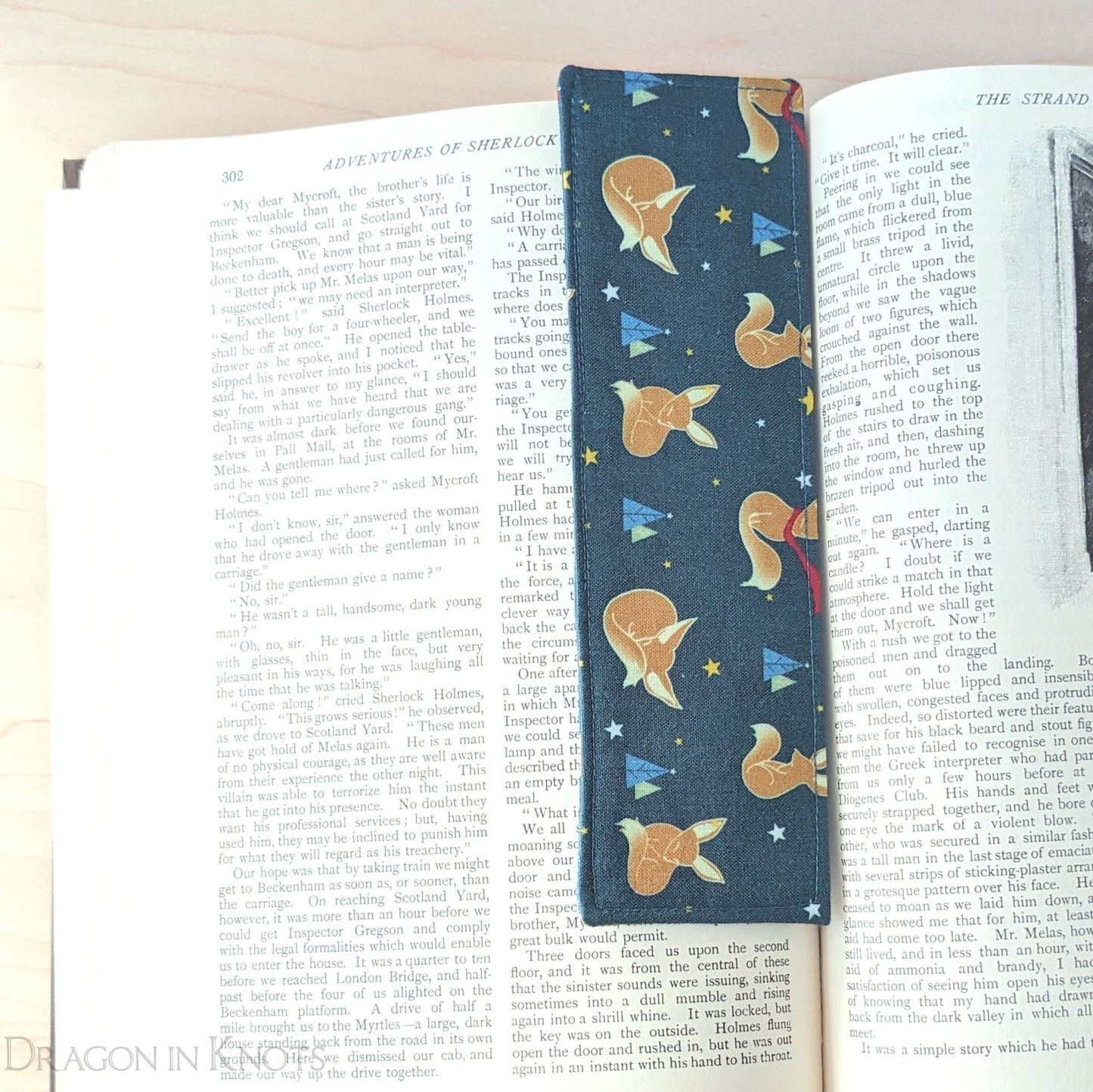 Fox Cotton Bookmark - Dragon in Knots