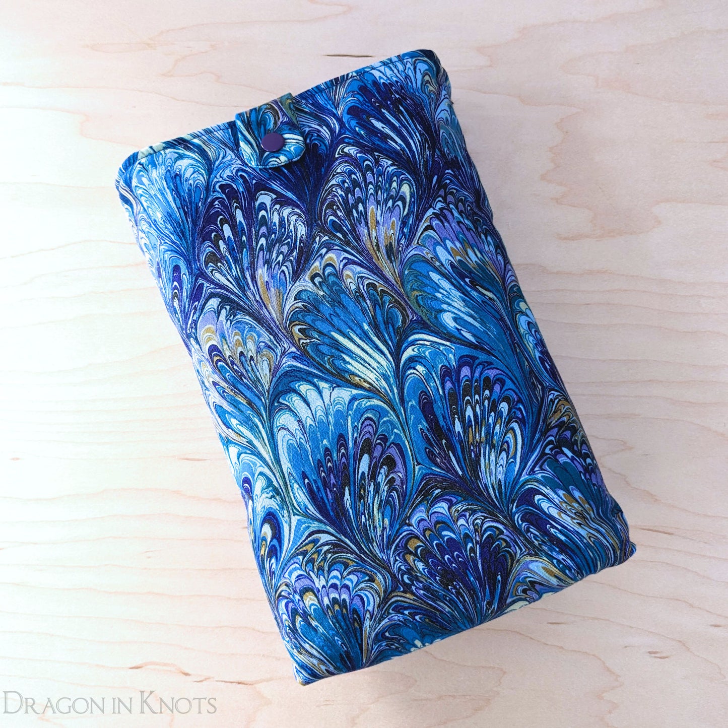 Blue Marbled Book Sleeve - Dragon in Knots