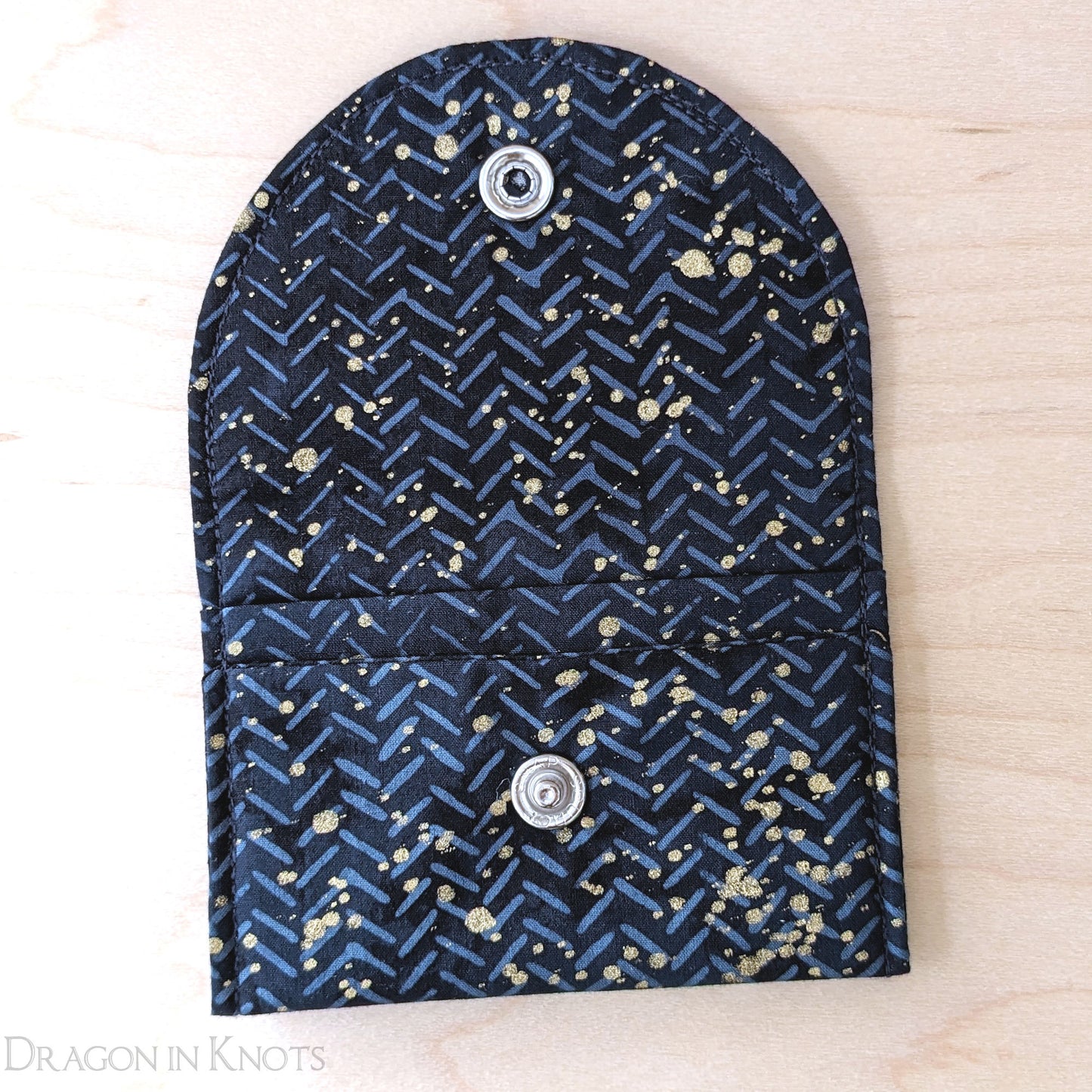 Navy and Gold Card Wallet - Dragon in Knots