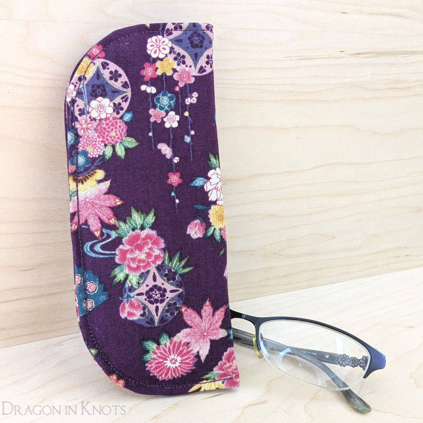 Purple Eyeglass Case - S M - Dragon in Knots