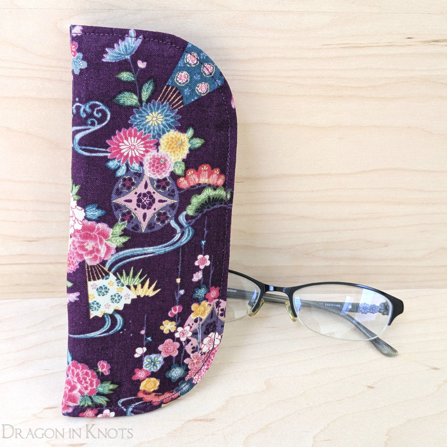 Purple Eyeglass Case - S M - Dragon in Knots