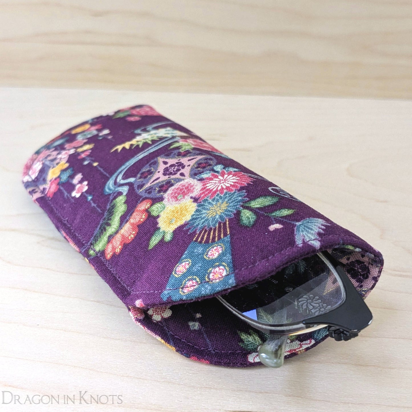 Purple Eyeglass Case - S M - Dragon in Knots