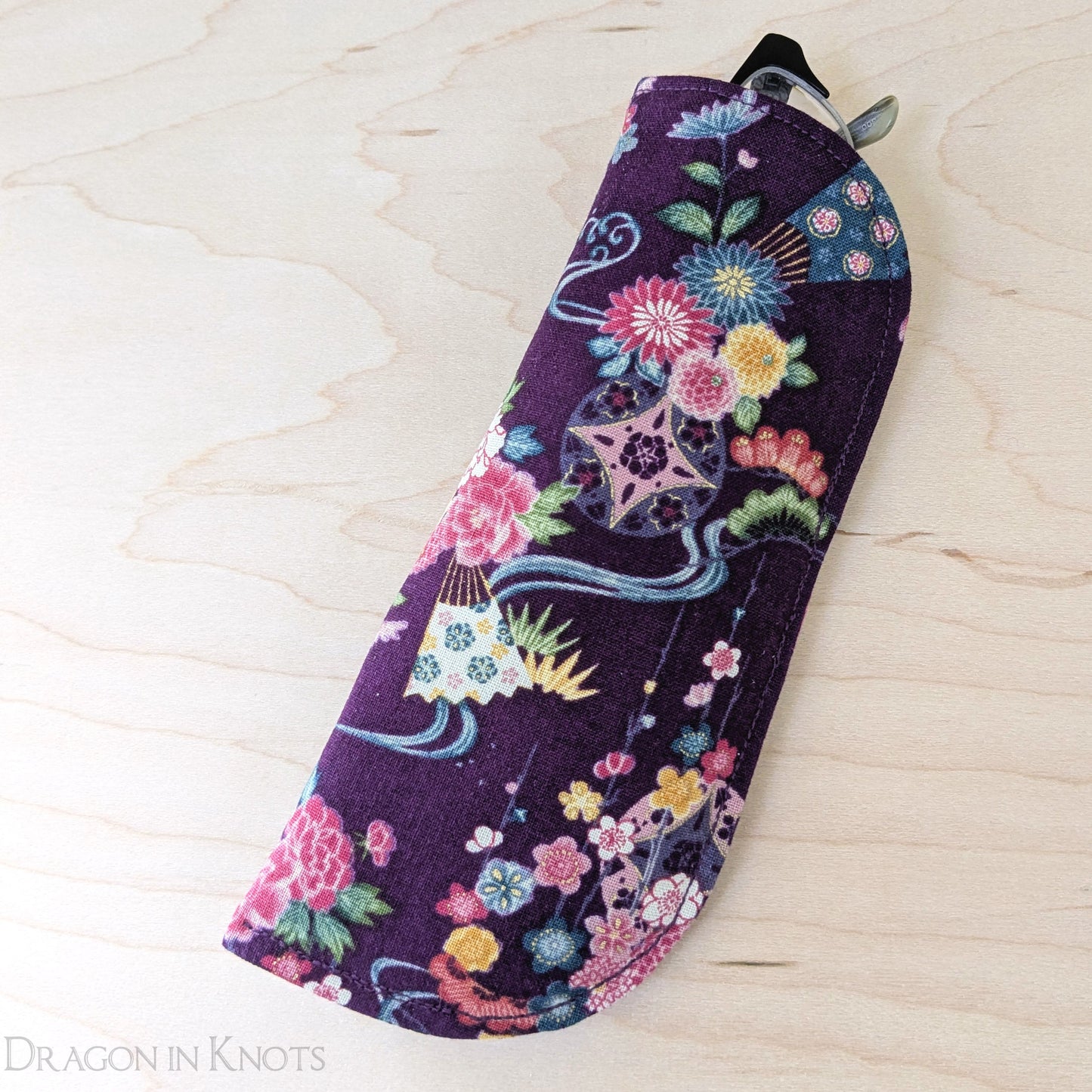 Purple Eyeglass Case - S M - Dragon in Knots