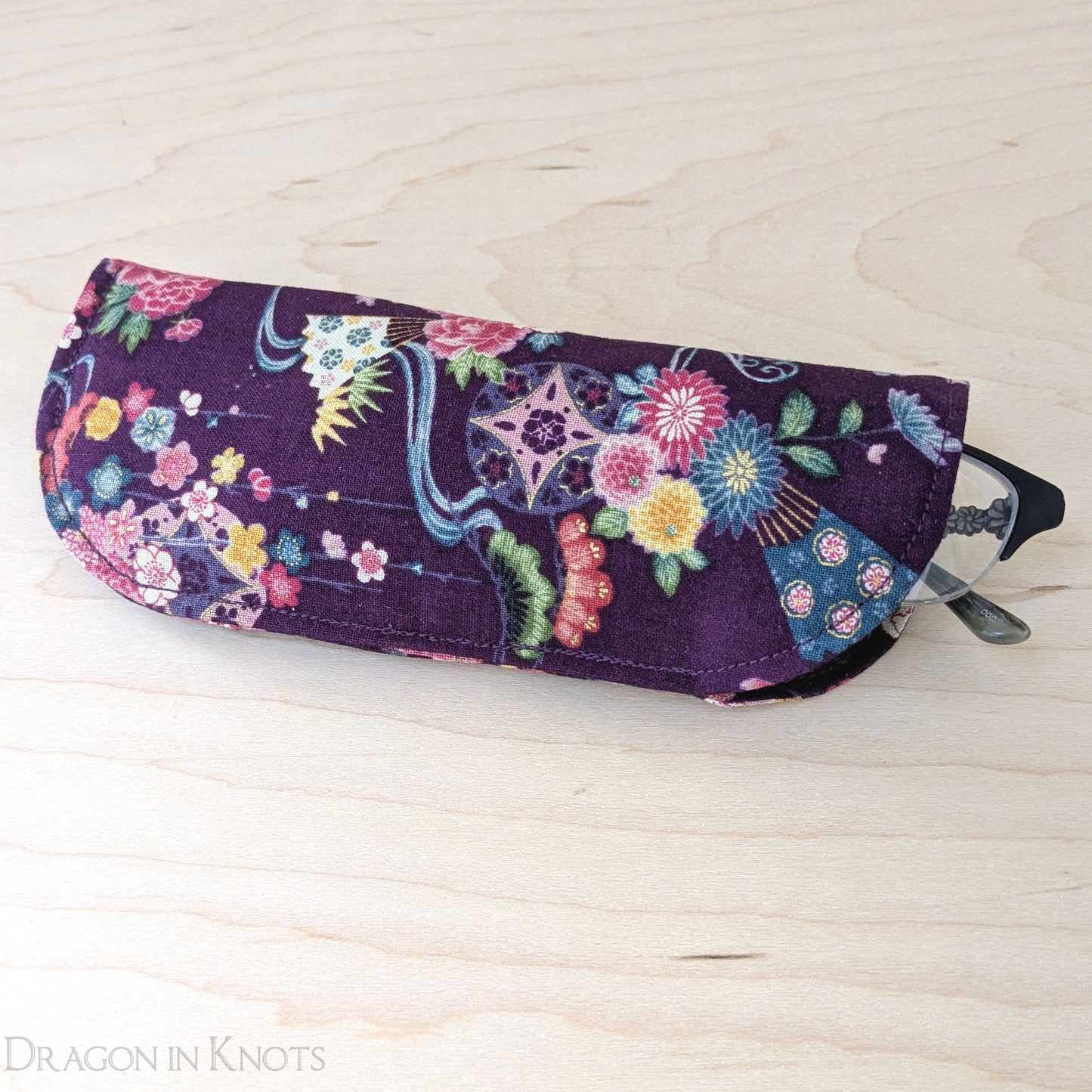 Purple Eyeglass Case - S M - Dragon in Knots