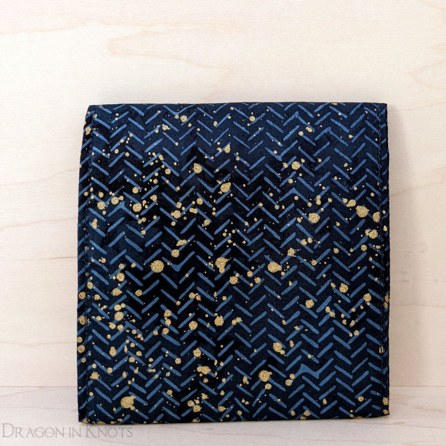 Navy and Gold 4" Accessory Pouch - Dragon in Knots