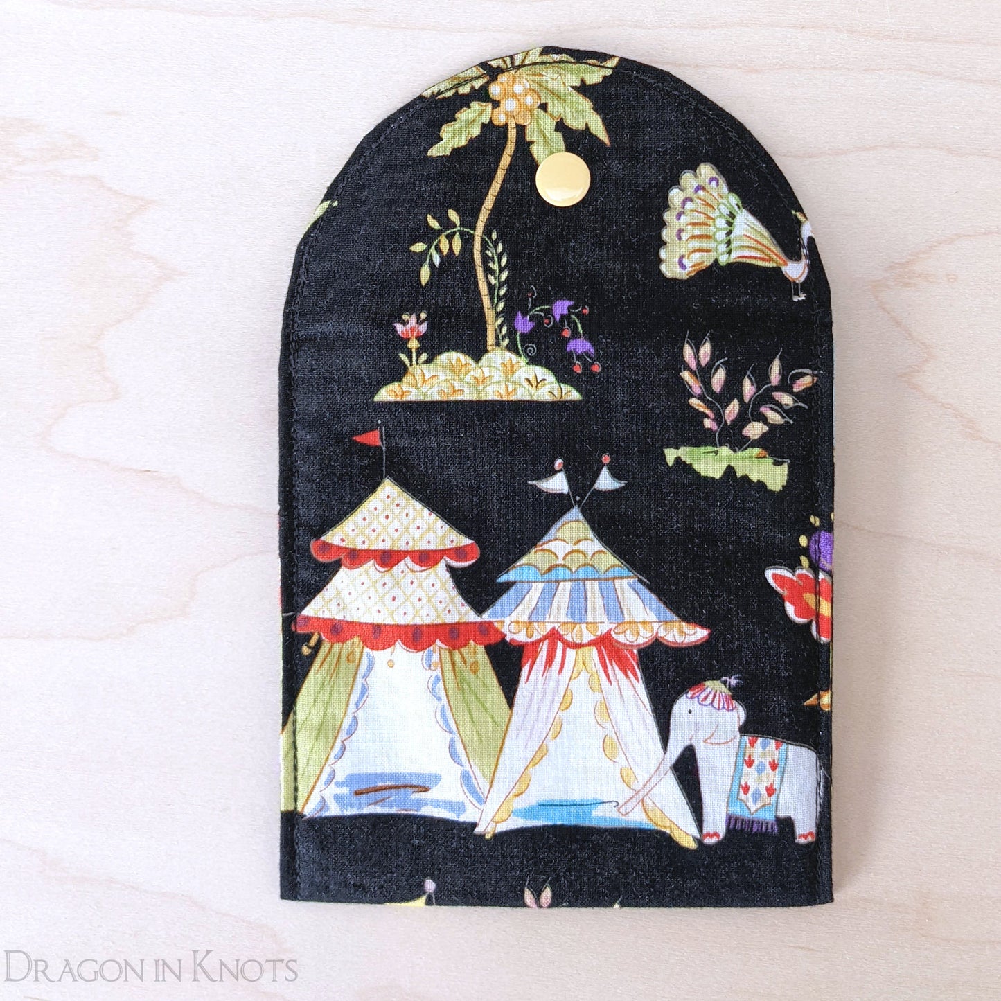 Elephant Camp Snap Pouch - Dragon in Knots handmade