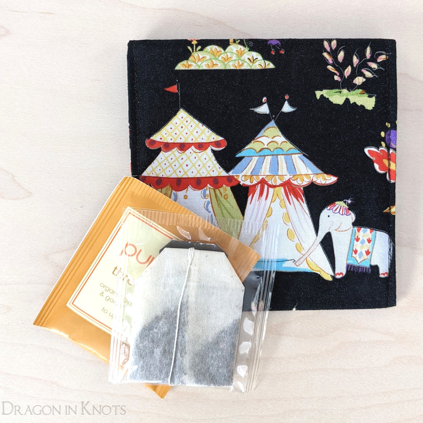Elephant Camp Snap Pouch - Dragon in Knots handmade