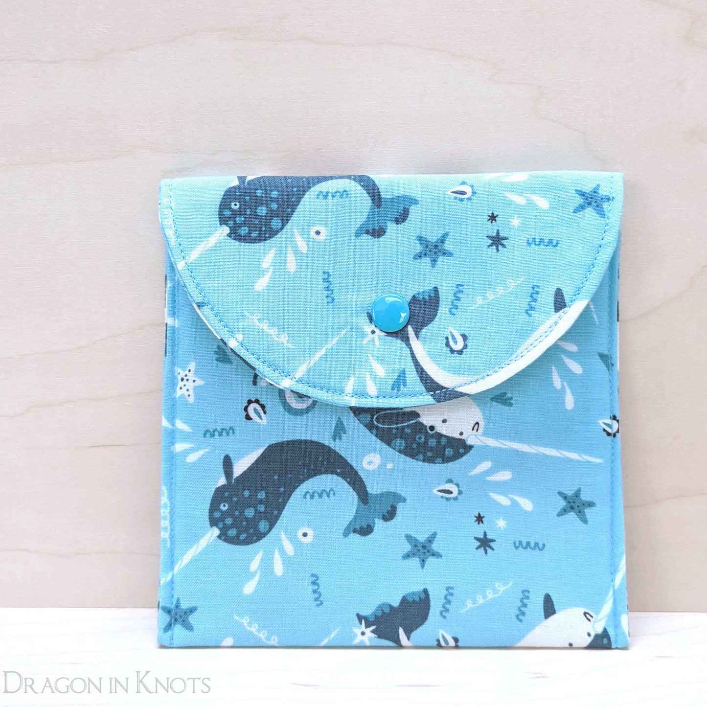 Narwhal 5" Accessory Pouch - Dragon in Knots handmade