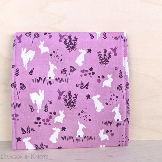 Bunnies on Orchid Accessory Pouch - 5" - Dragon in Knots
