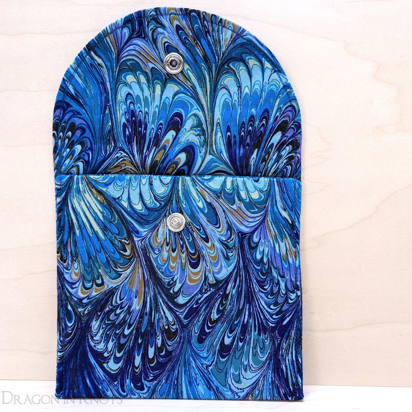 Marbled Blue and Purple Accessory Pouch - Dragon in Knots handmade