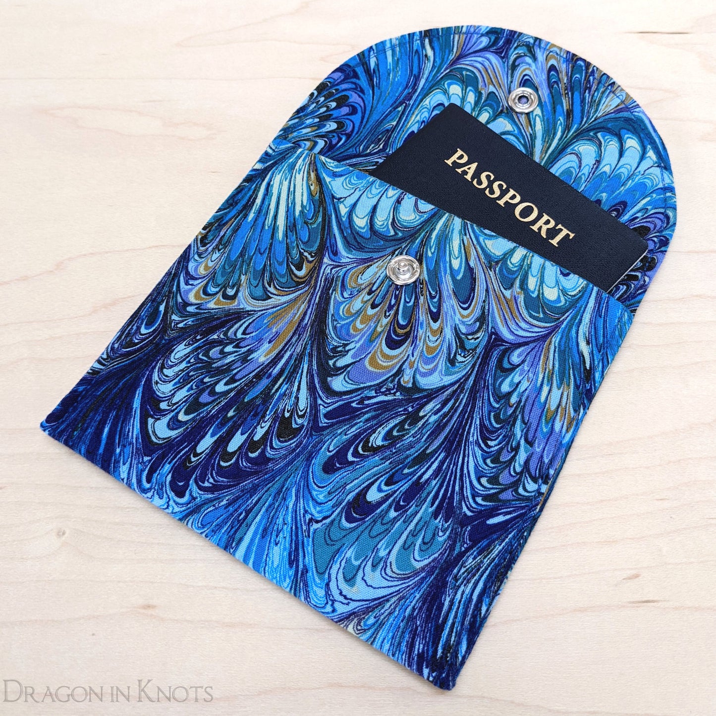 Marbled Blue and Purple Accessory Pouch - Dragon in Knots handmade