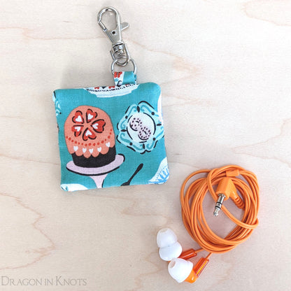 Teatime Guitar Pick Holder or Earbud Pouch - Dragon in Knots