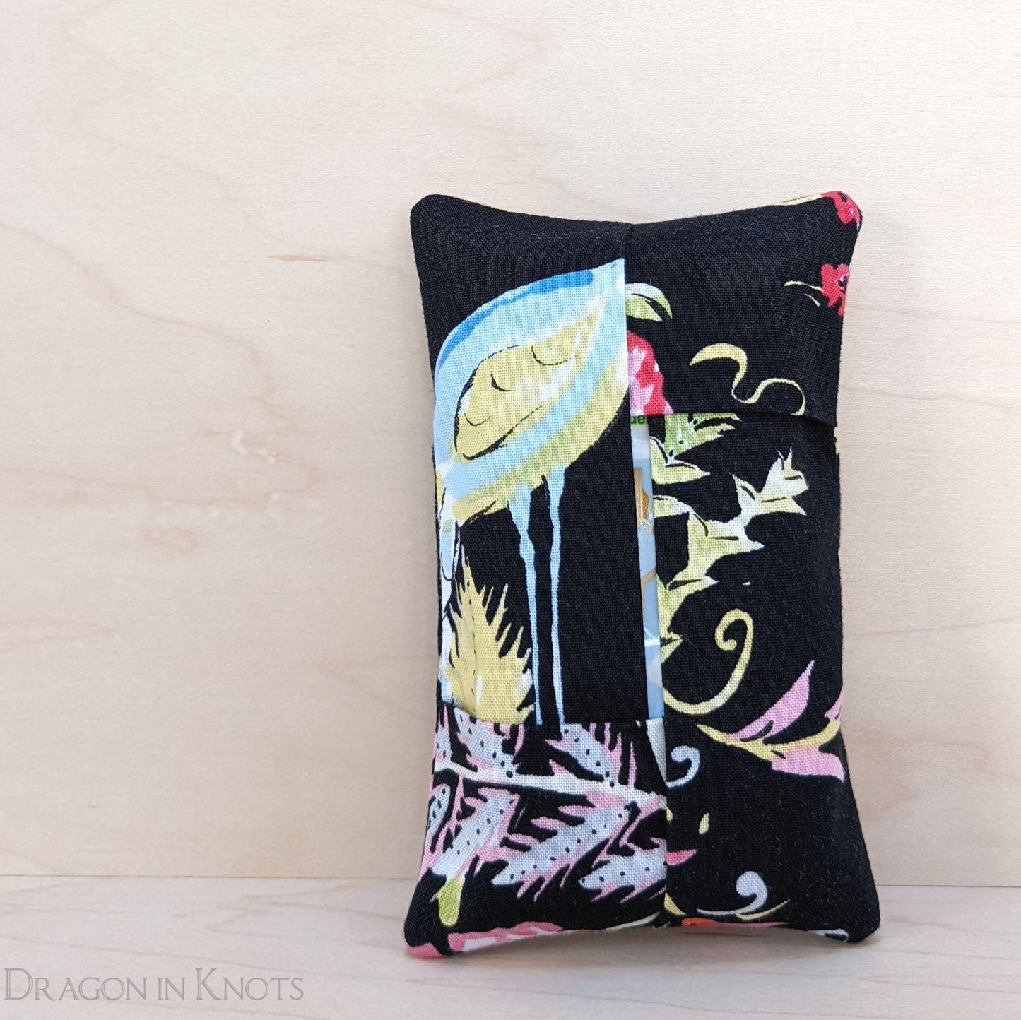 Black Floral To-Go Facial Tissue Holder - Dragon in Knots