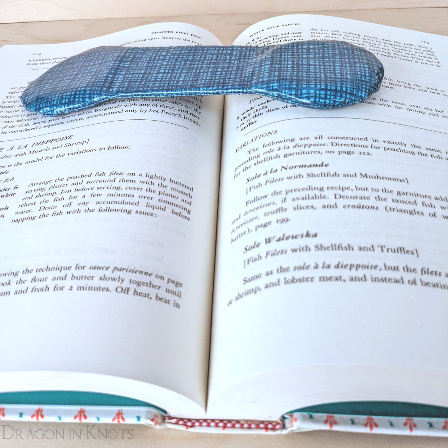 Blue Cookbook Weight Page Holder - Dragon in Knots