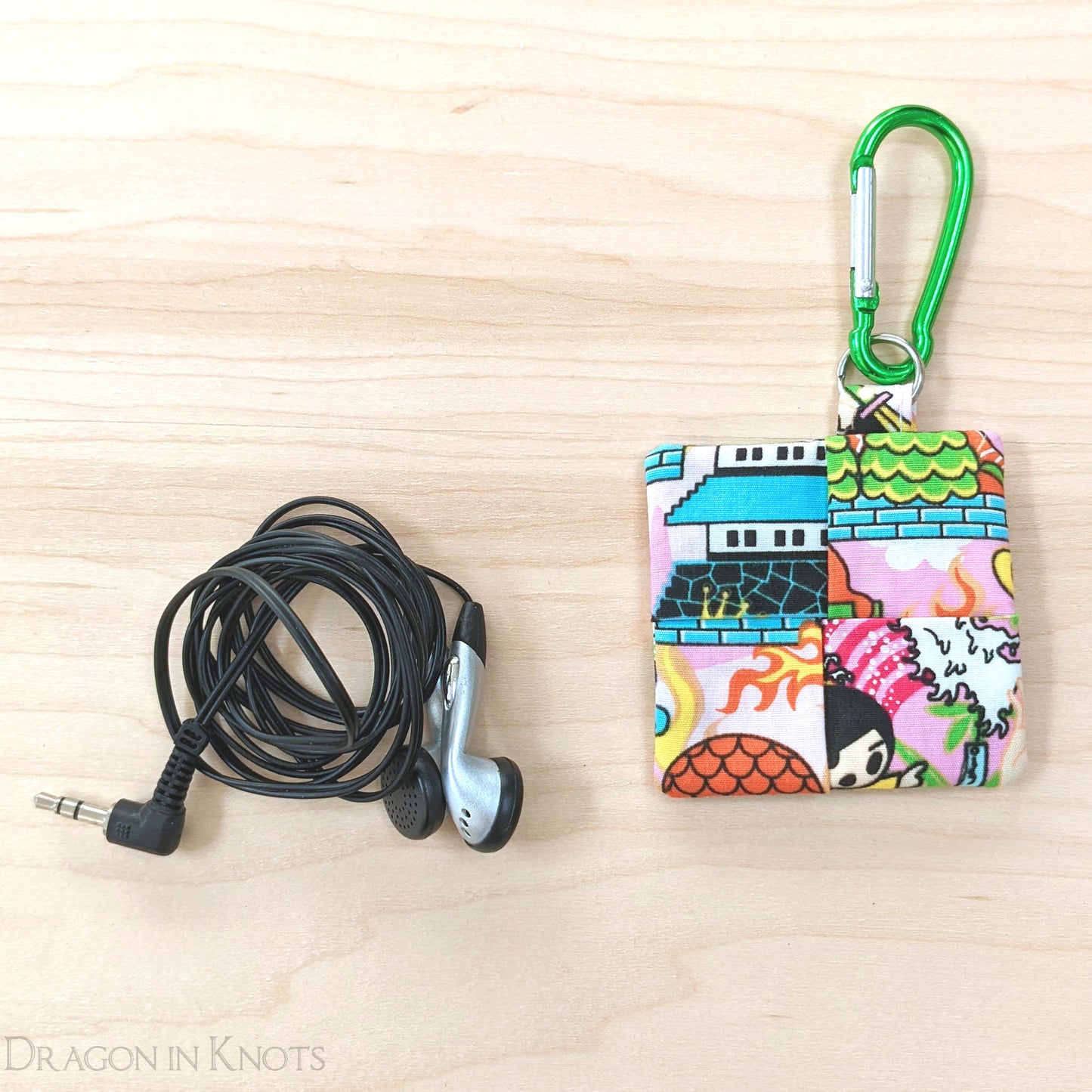Pixel Pagoda Earbud Pouch - Dragon in Knots