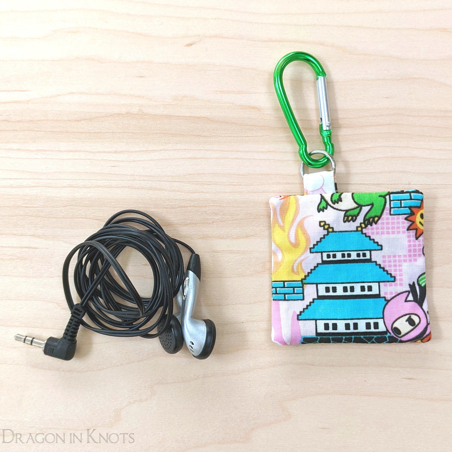 Pixel Pagoda Earbud Pouch - Dragon in Knots