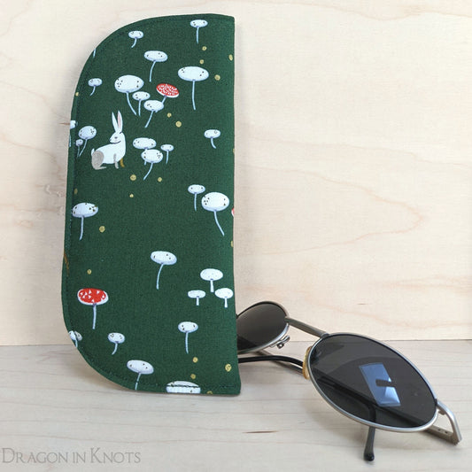 Mushroom and Rabbit Soft Eyeglass Case - S M - Dragon in Knots