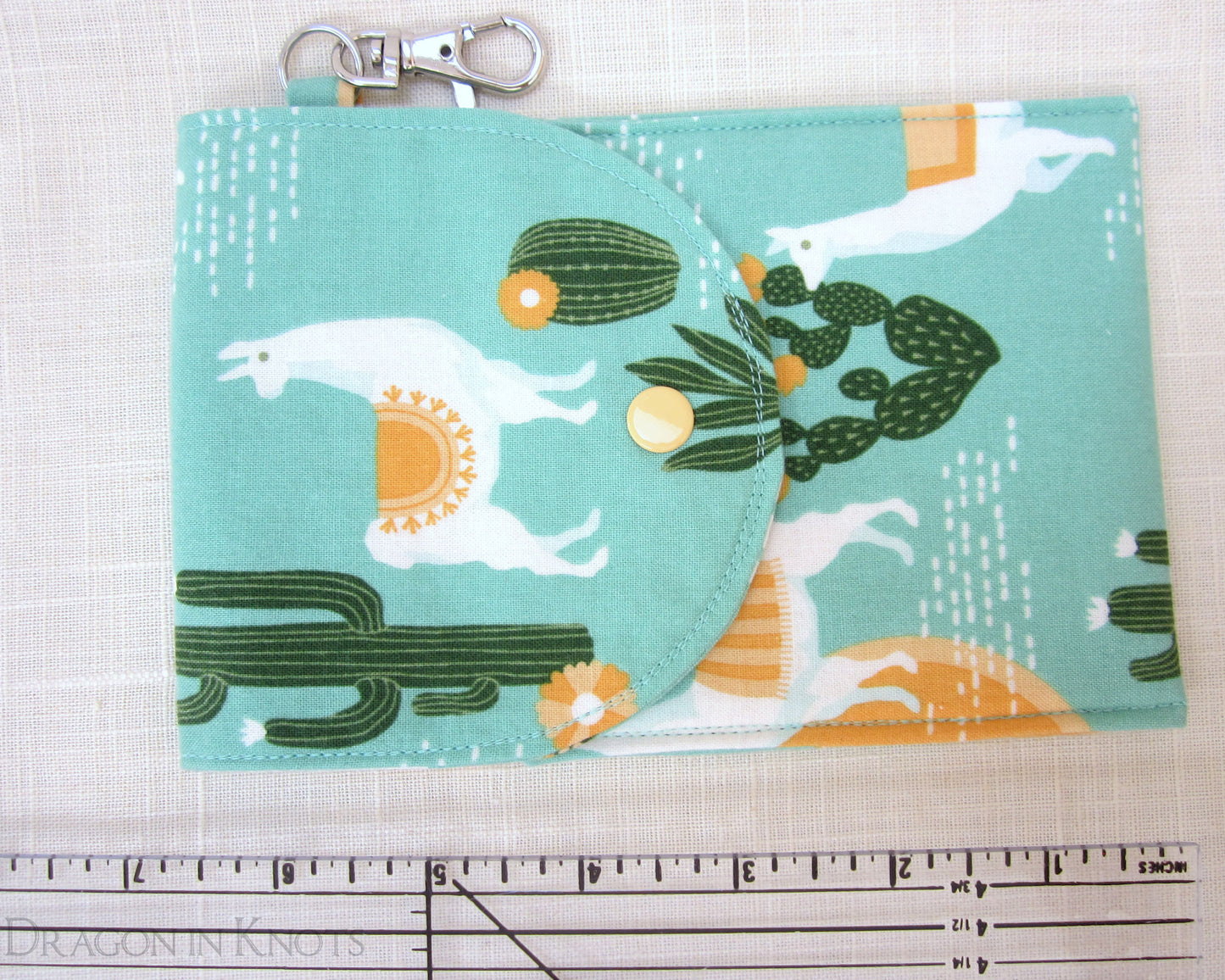 Llama Dual Pocket Pouch - Dragon in Knots, handmade in USA