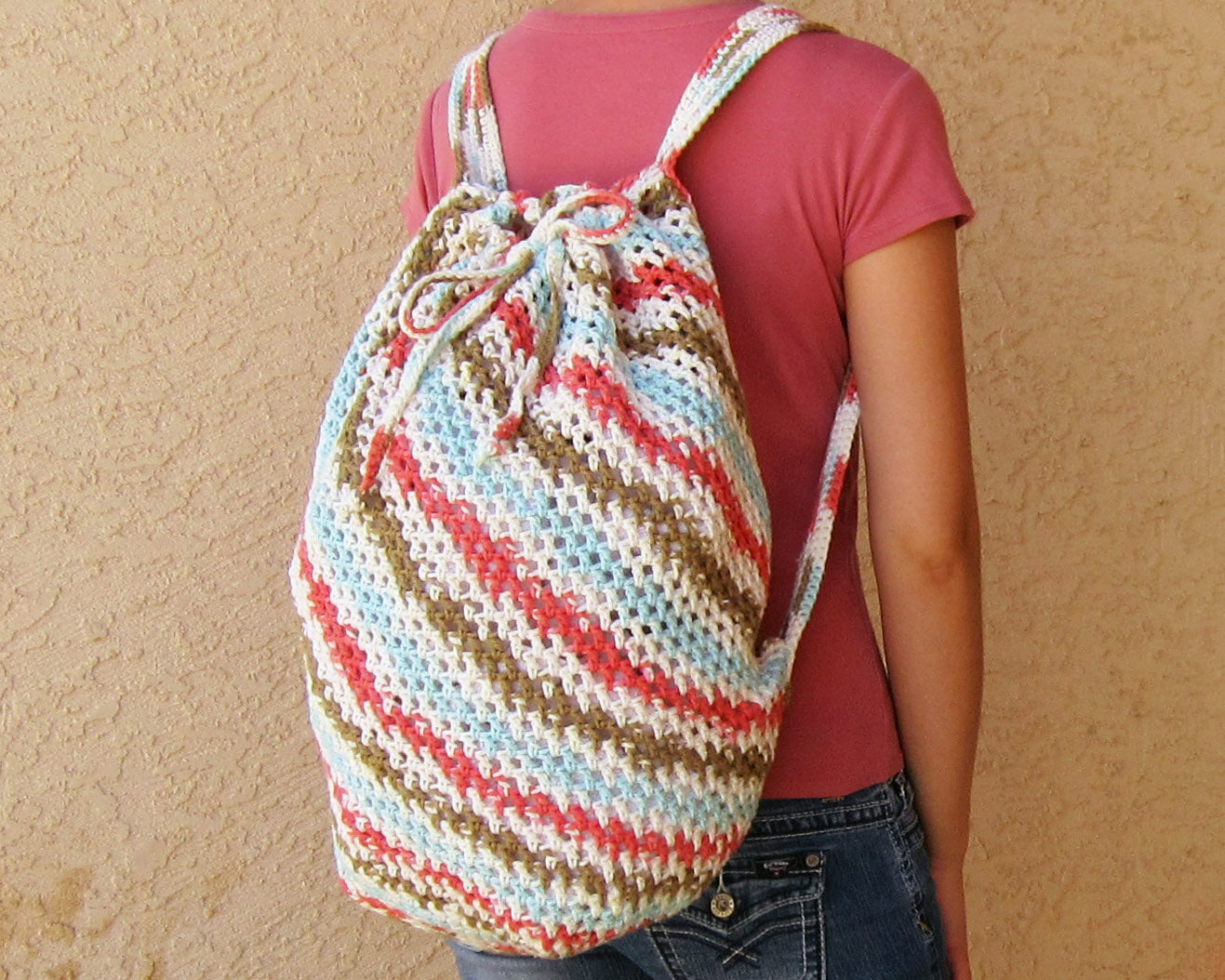 PDF Crochet Pattern - Market Backpack - Dragon in Knots handmade in USA