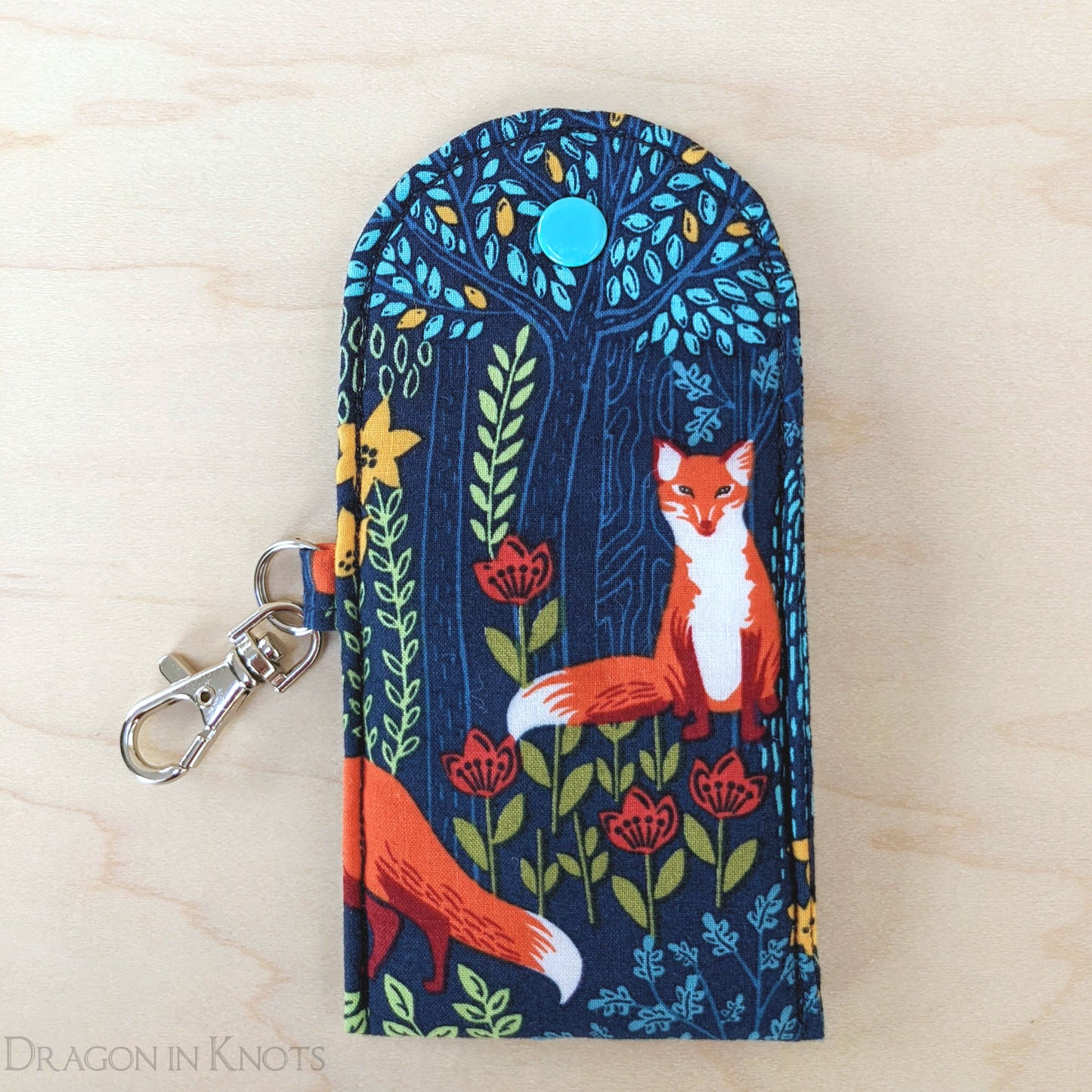 Fox Mini Essentials Pouch with Keychain - Dragon in Knots