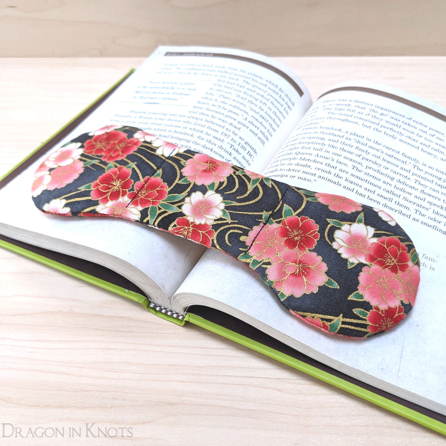 Pink Flowers Book Weight - Dragon in Knots