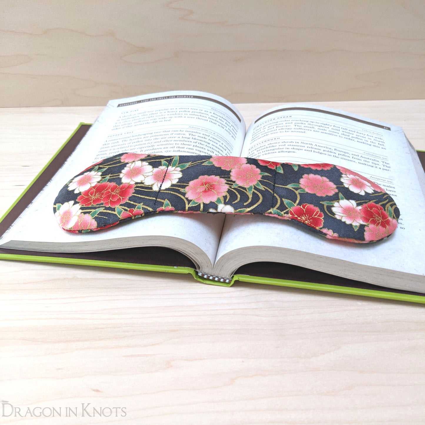Pink Flowers Book Weight - Dragon in Knots