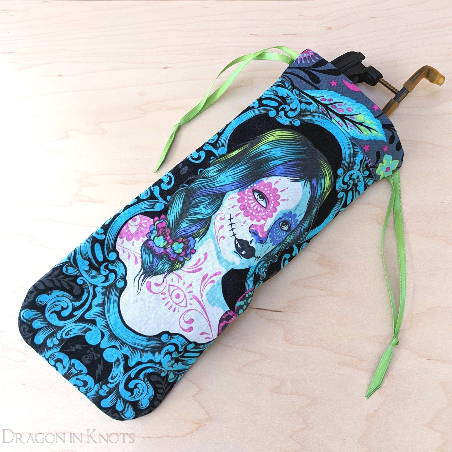 Day of the Dead Violin or Viola Shoulder Rest Bag - Dragon in Knots