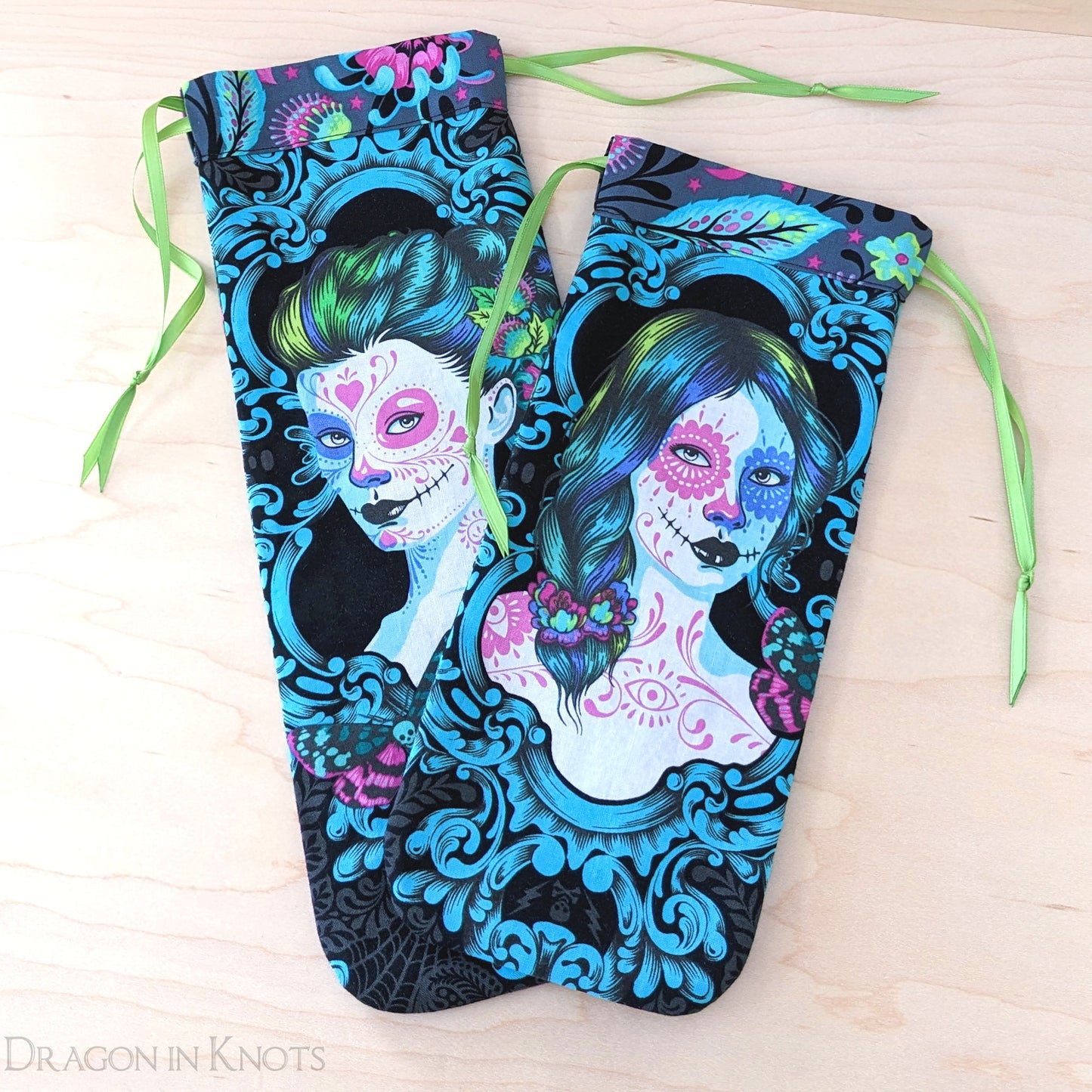 Day of the Dead Violin or Viola Shoulder Rest Bag - Dragon in Knots