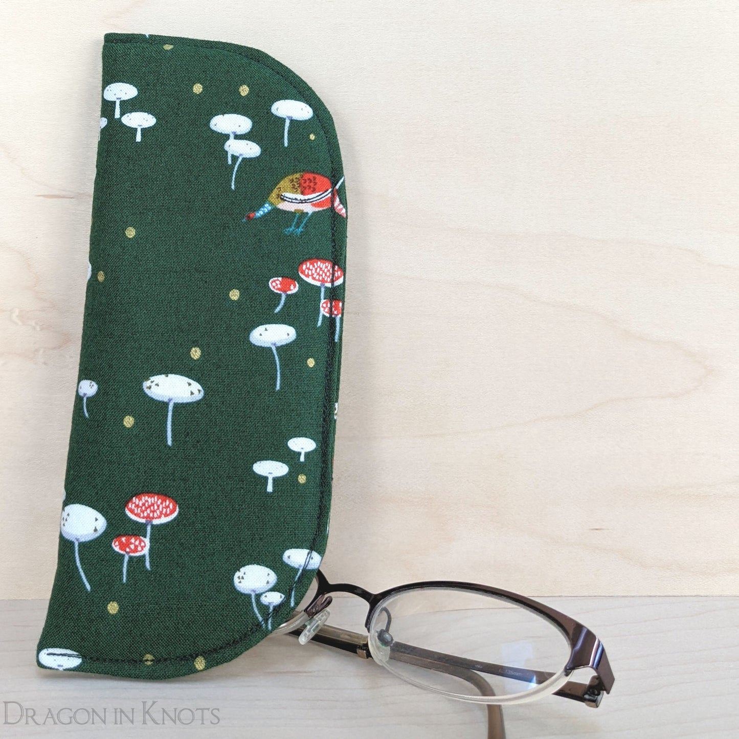 Mushroom and Rabbit Soft Eyeglass Case - S M - Dragon in Knots