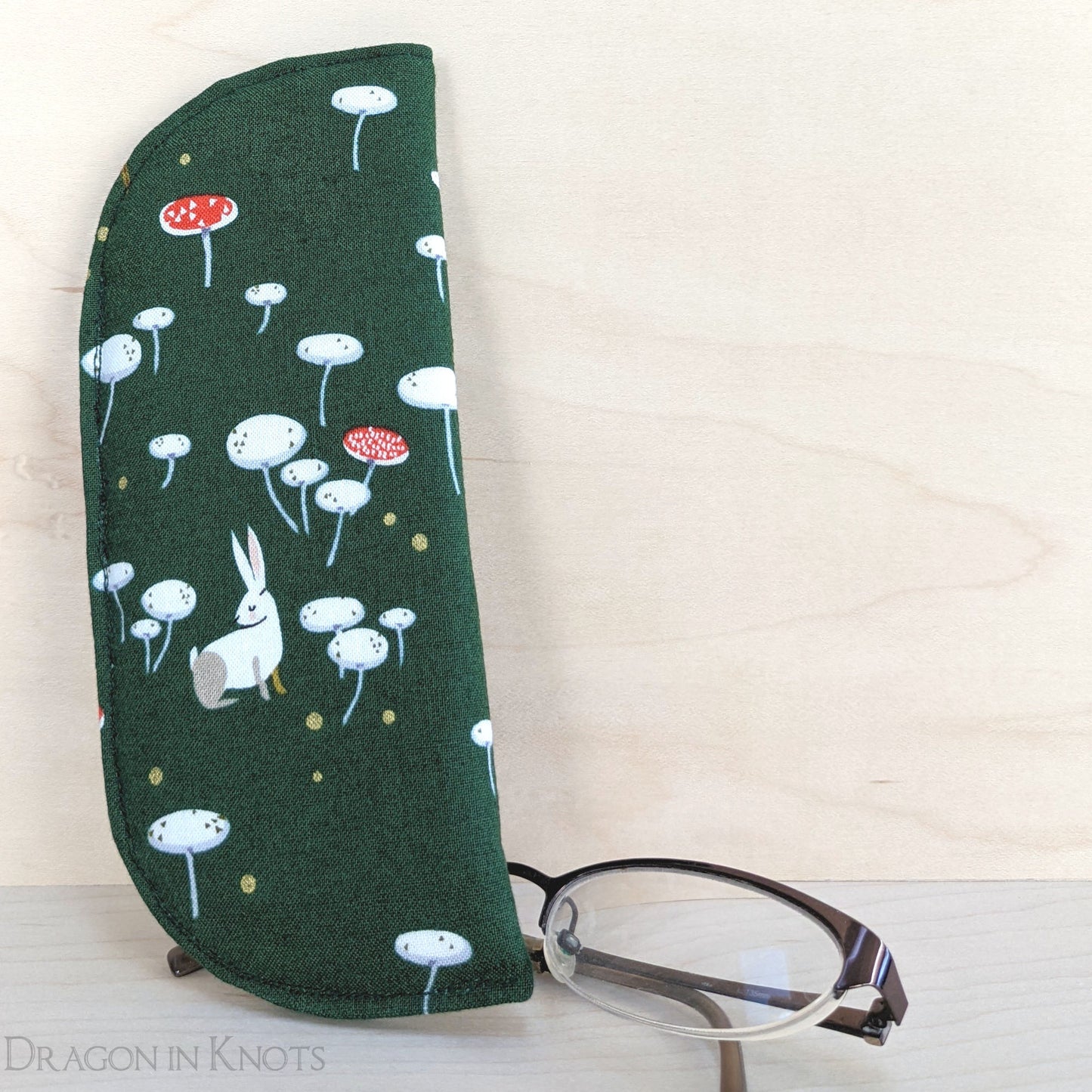 Mushroom and Rabbit Soft Eyeglass Case - S M - Dragon in Knots