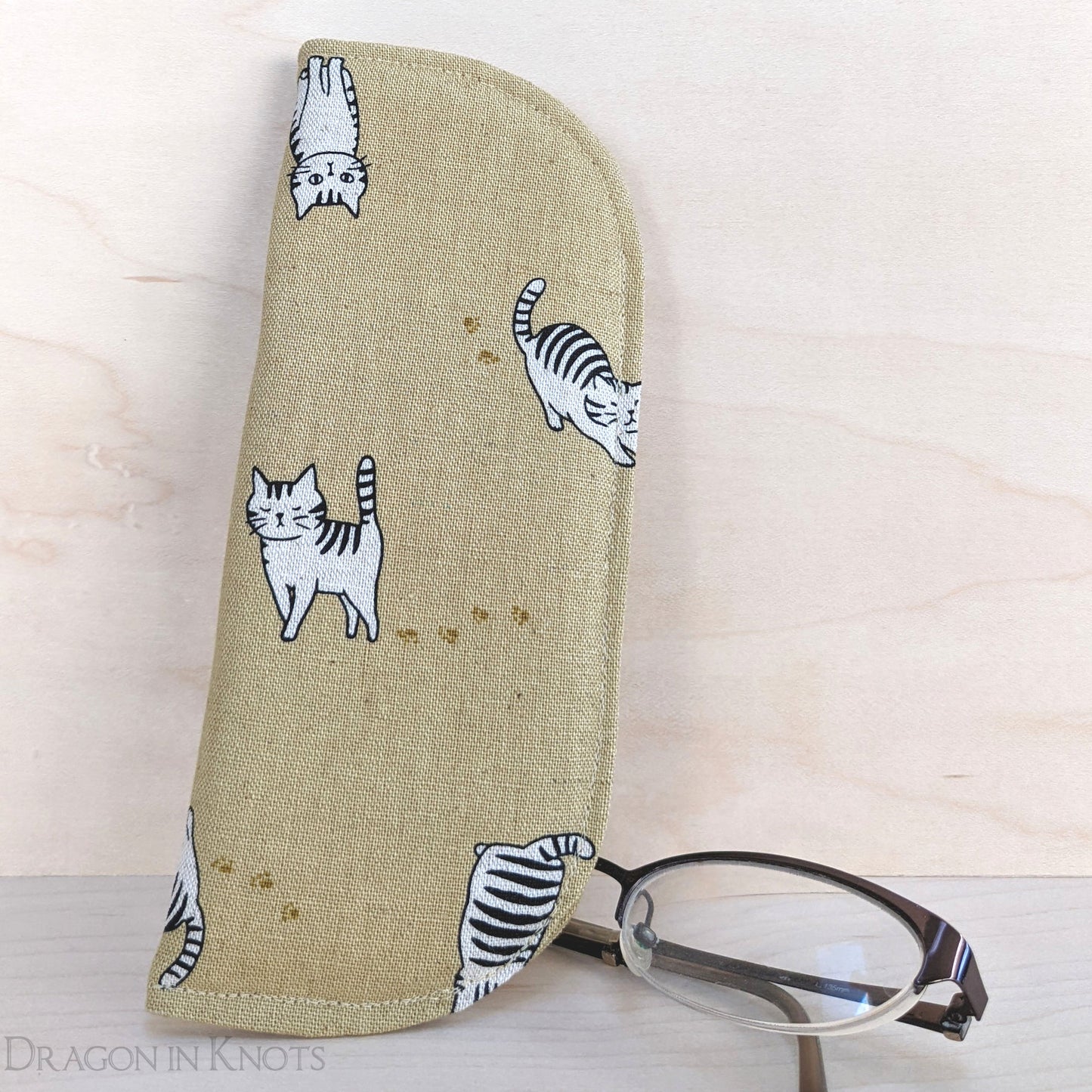 Striped Cat Eyeglass Sleeve - S M - Dragon in Knots