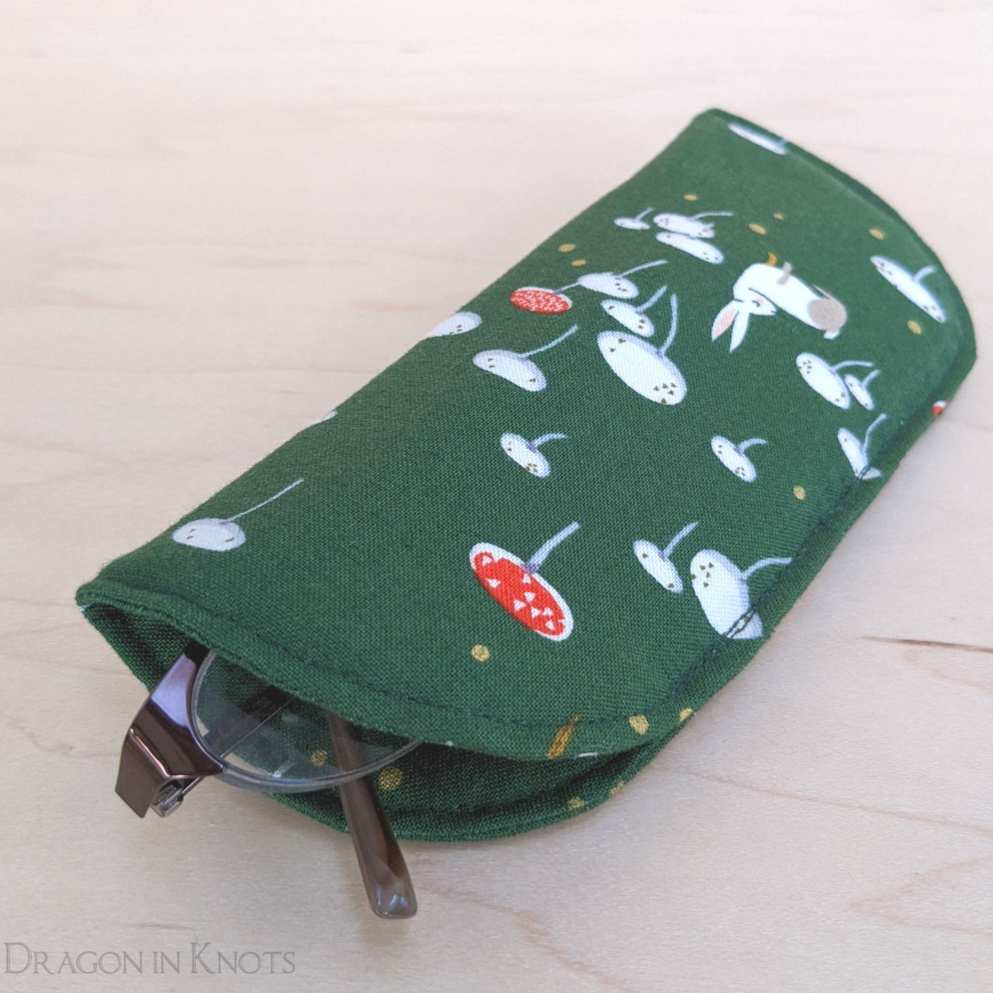 Mushroom and Rabbit Soft Eyeglass Case - S M - Dragon in Knots