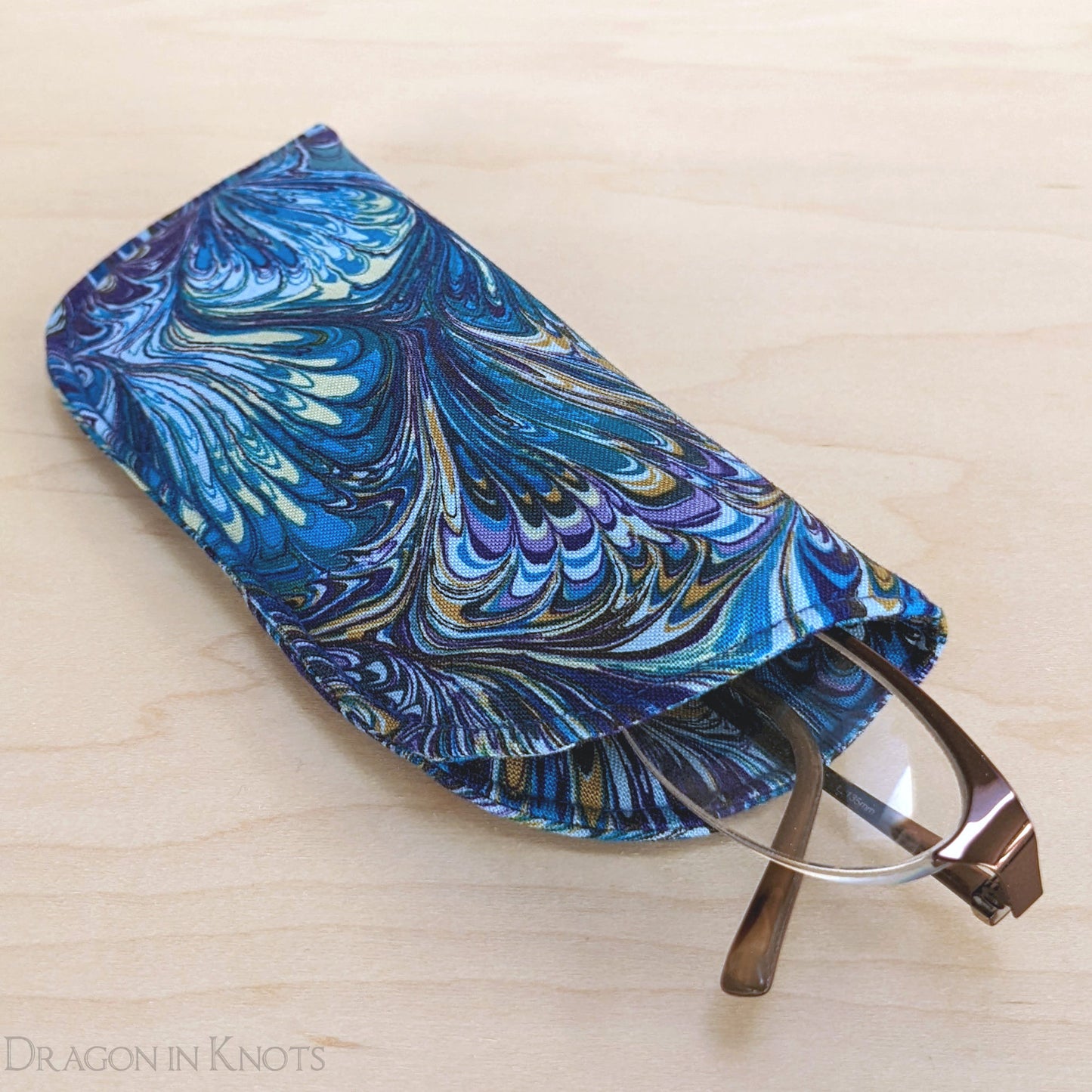 Blue and Purple Case for Reading Glasses - S - Dragon in Knots