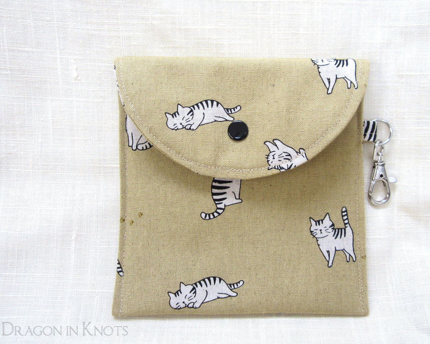 Striped Cats 5in Accessory Pouch - Dragon in Knots, handmade in USA