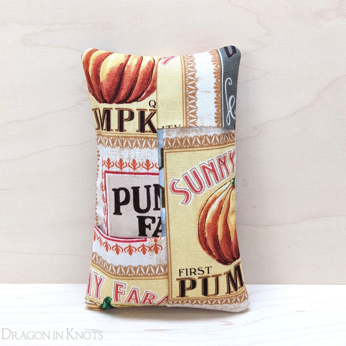 Pumpkin Farm Pocket Tissue Cover - Dragon in Knots handmade