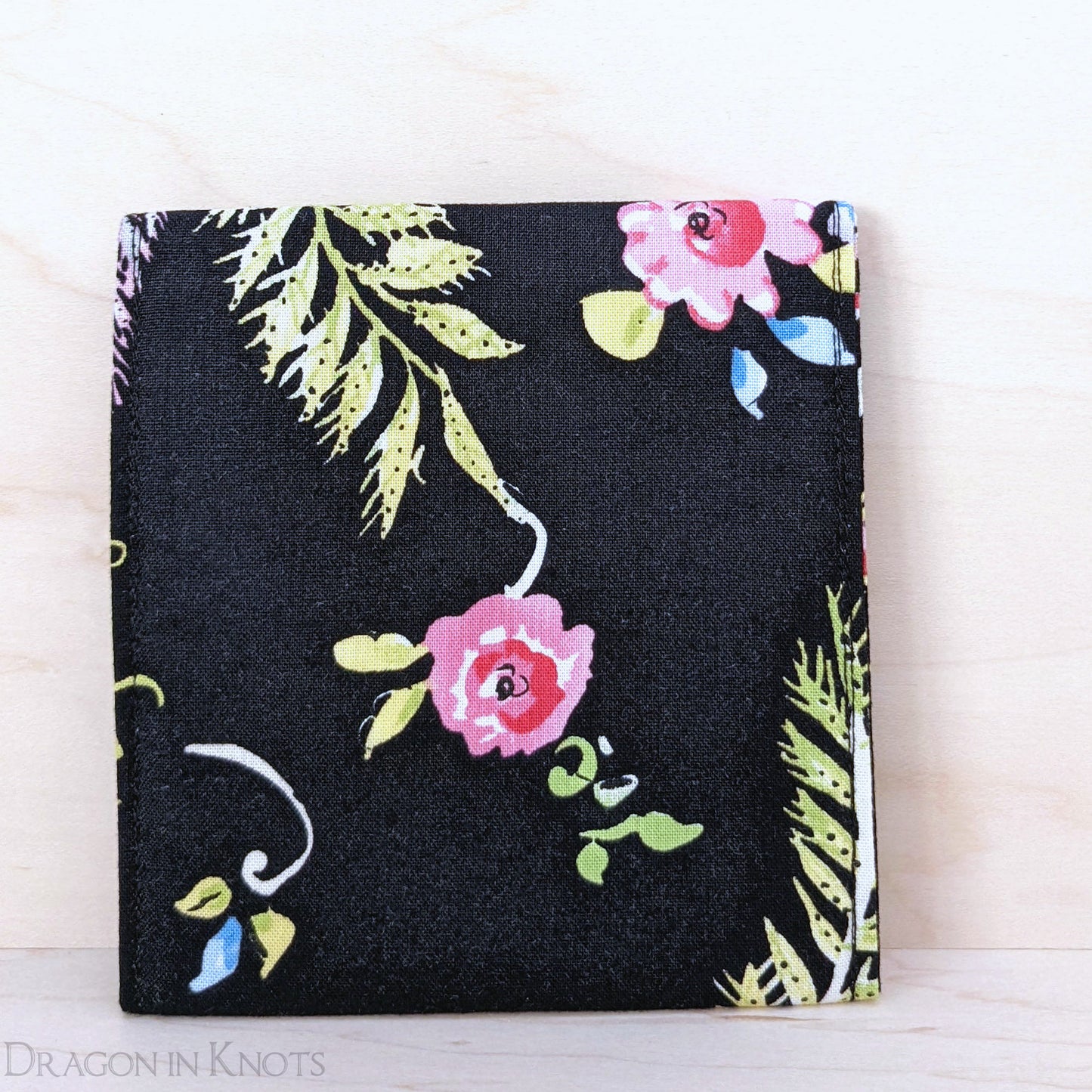 Black Floral Snap Pouch - Dragon in Knots