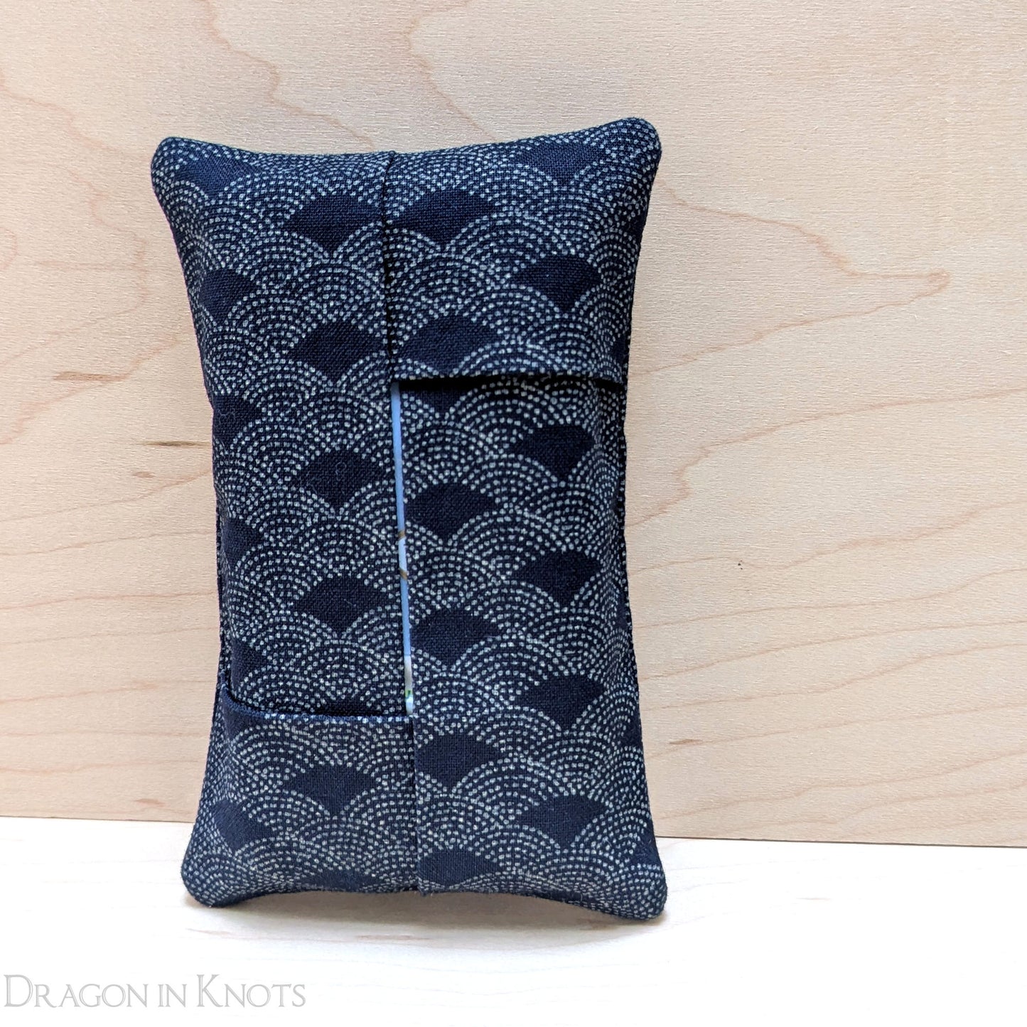 Waves on Dark Navy Pocket Tissue Holder - Dragon in Knots