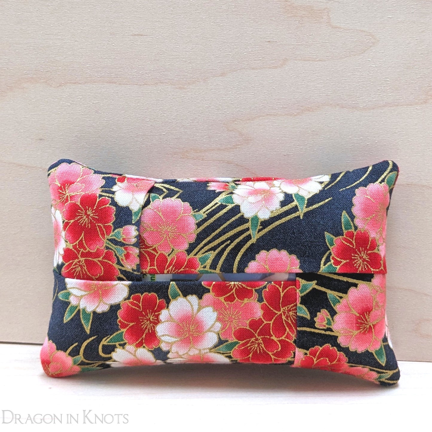 Pink Flowers Pocket Tissue Holder - Dragon in Knots