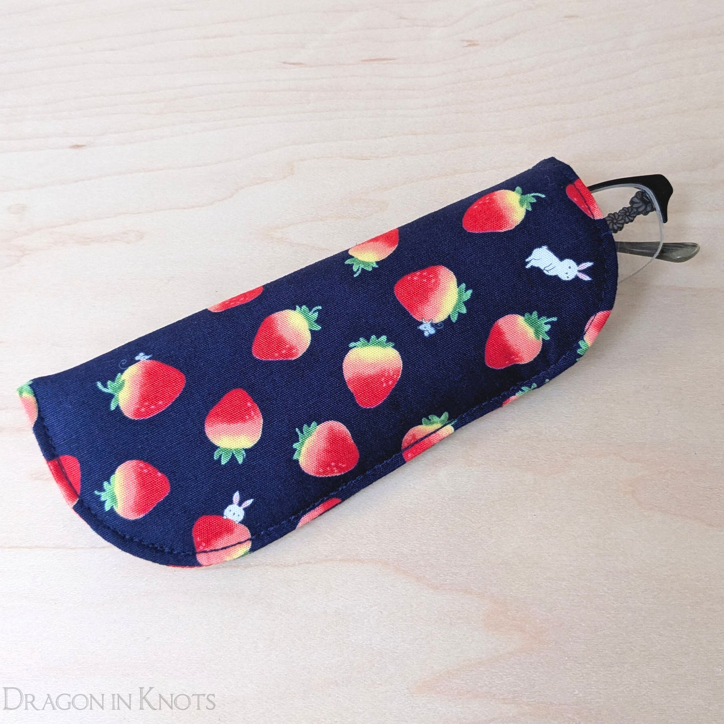 Strawberry Bunny Eyeglass Case - S - Dragon in Knots