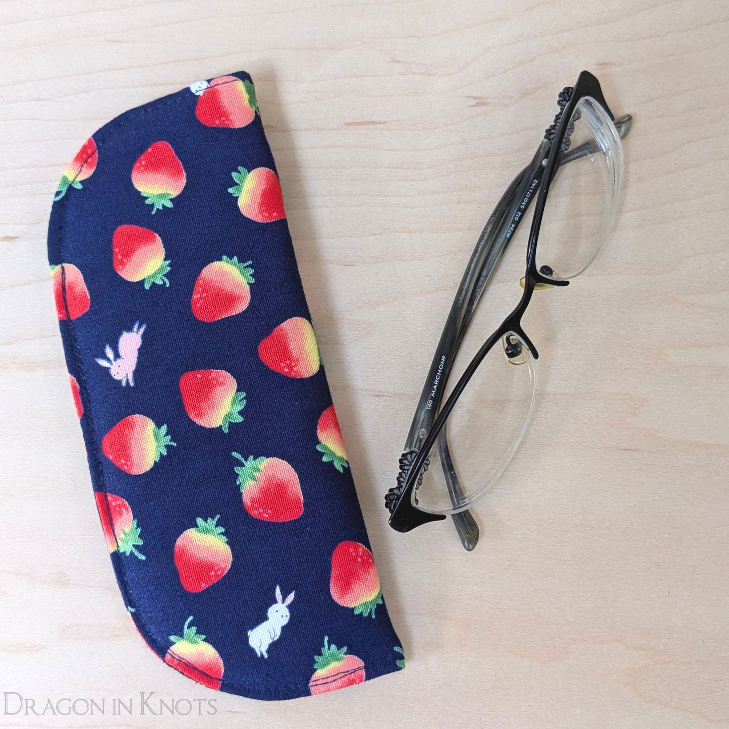 Strawberry Bunny Eyeglass Case - S - Dragon in Knots