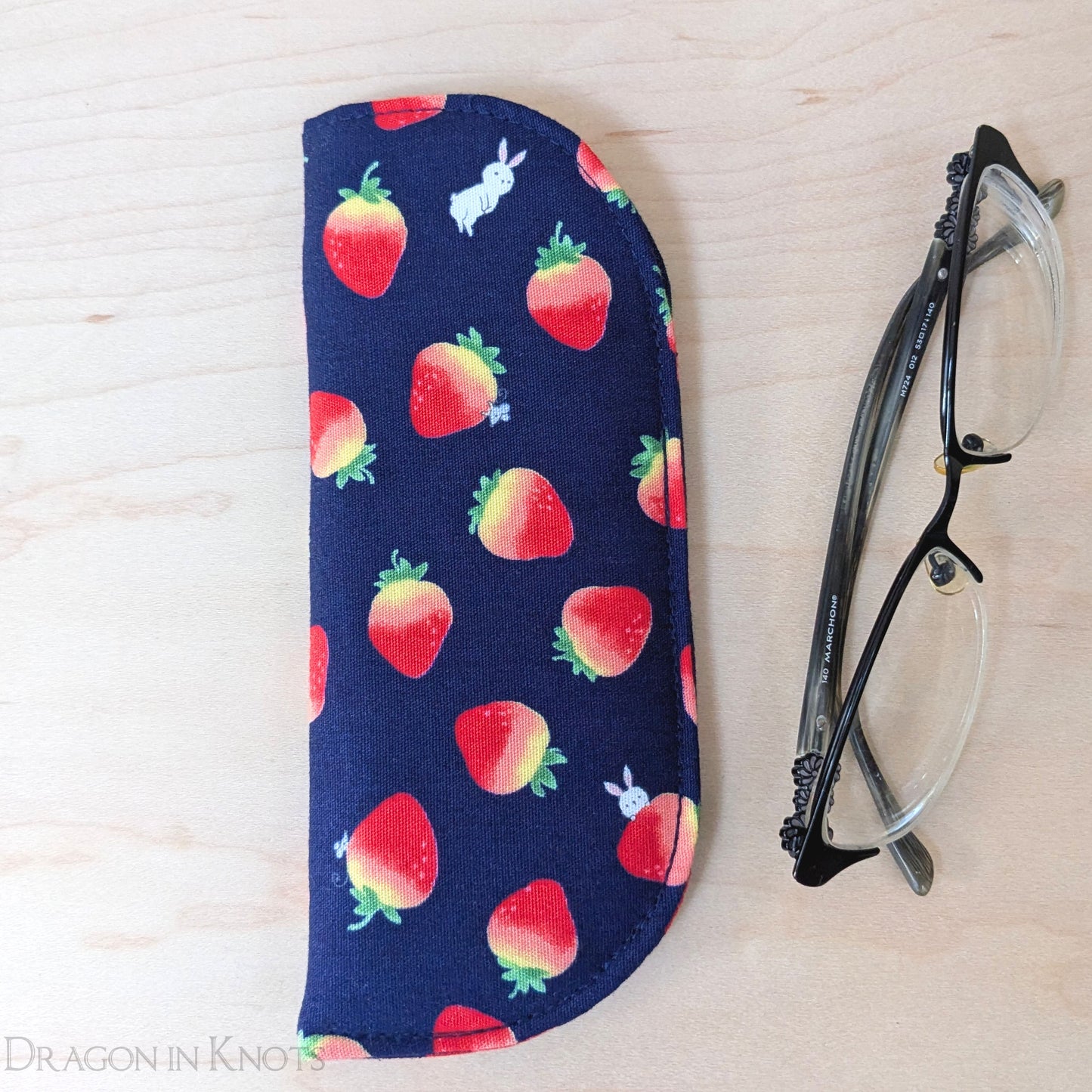 Strawberry Bunny Eyeglass Case - S - Dragon in Knots