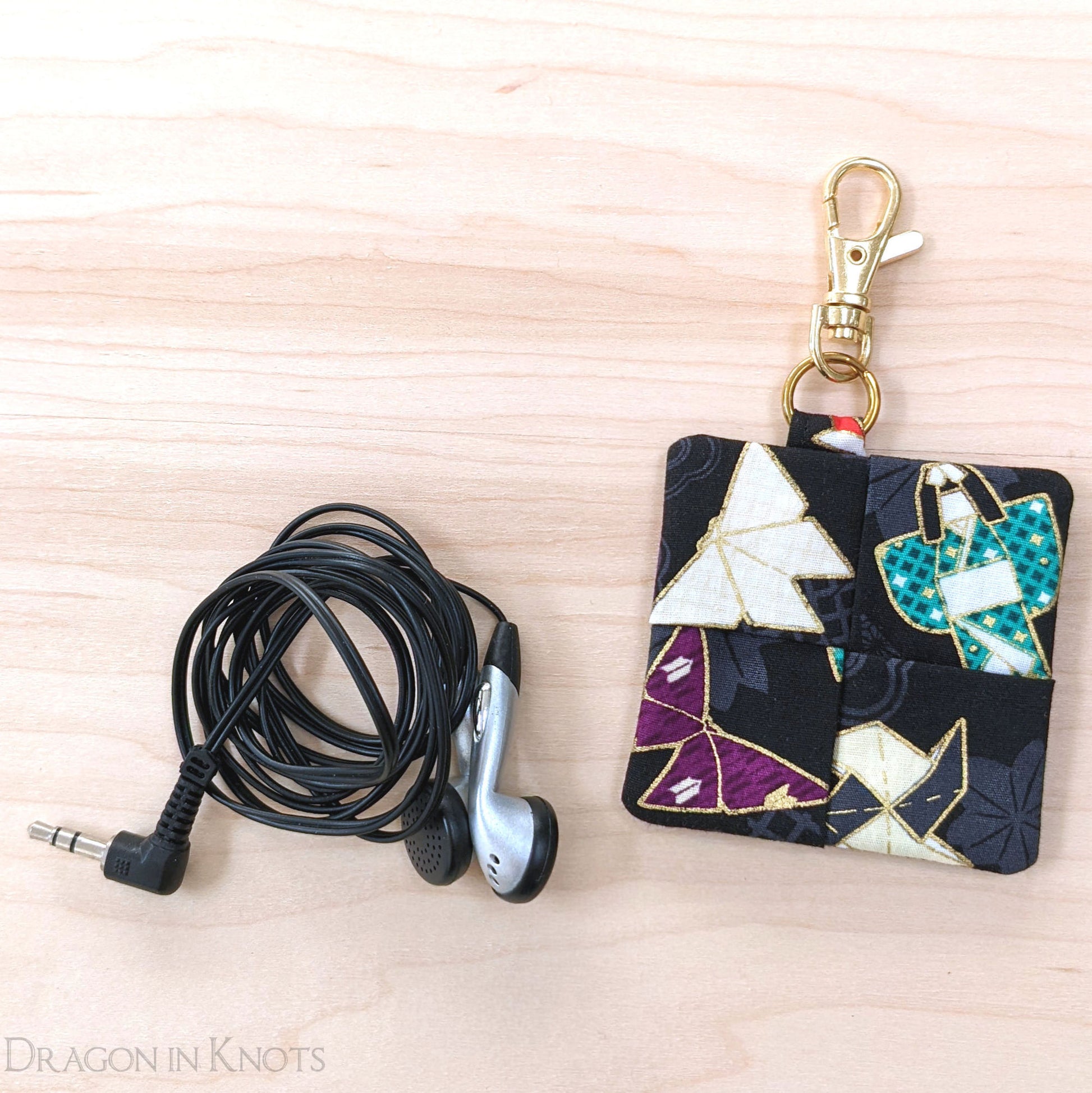 Origami Crane Keychain Pouch - Dragon in Knots