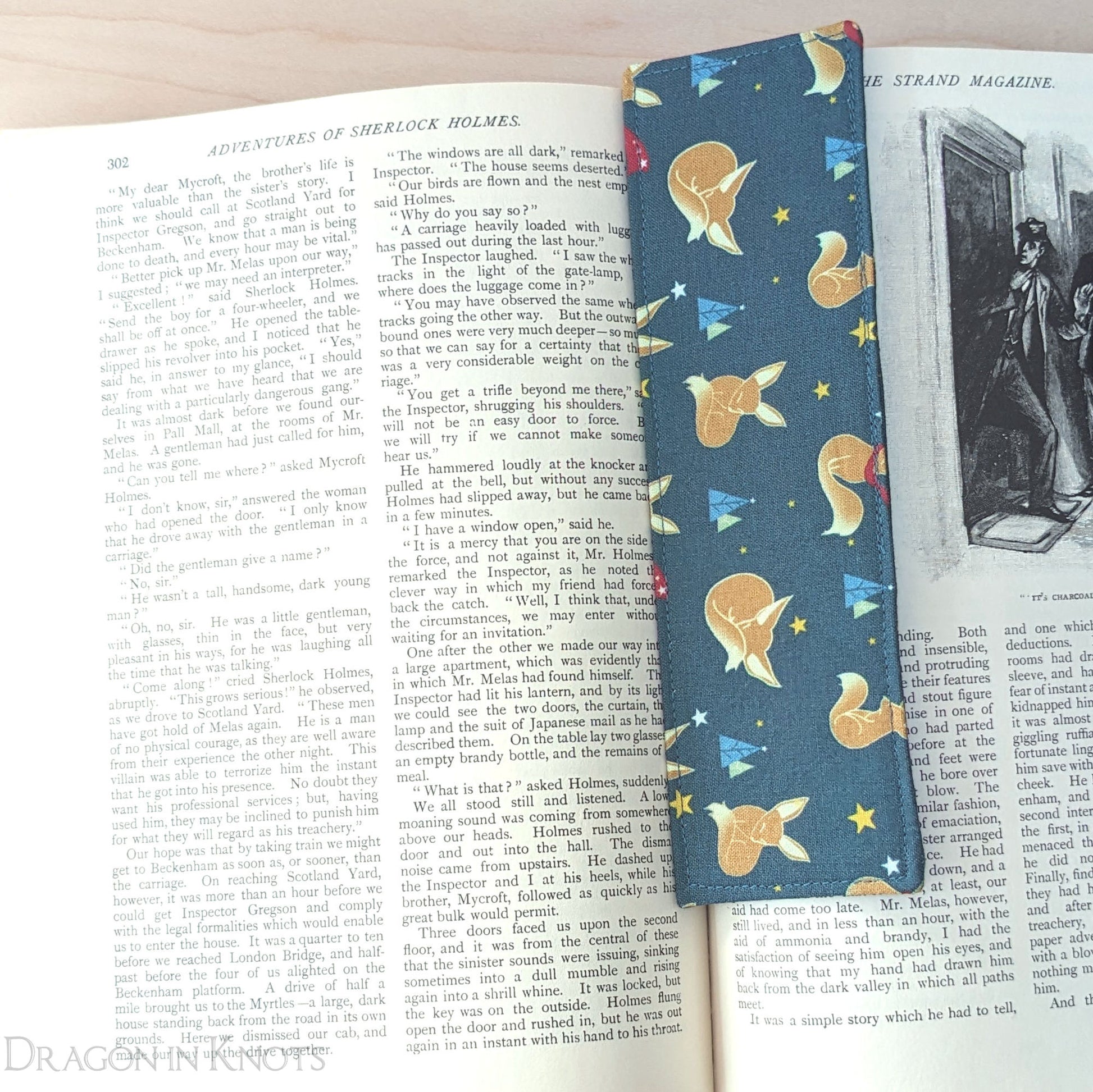 Fox Cotton Bookmark - Dragon in Knots