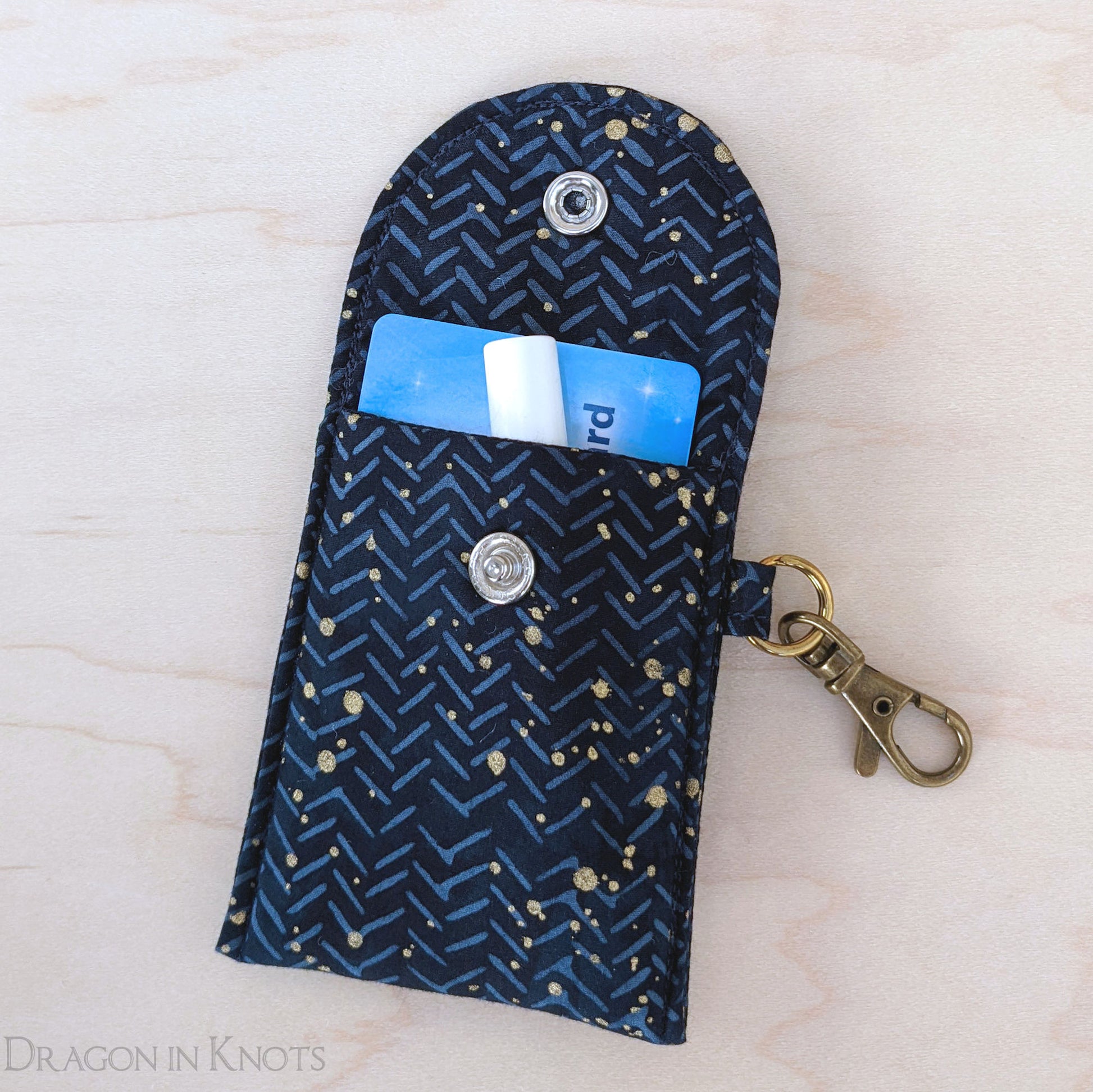 Navy and Gold Mini Essentials Pouch - Dragon in Knots