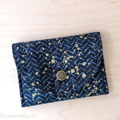 Navy and Gold Card Wallet - Dragon in Knots