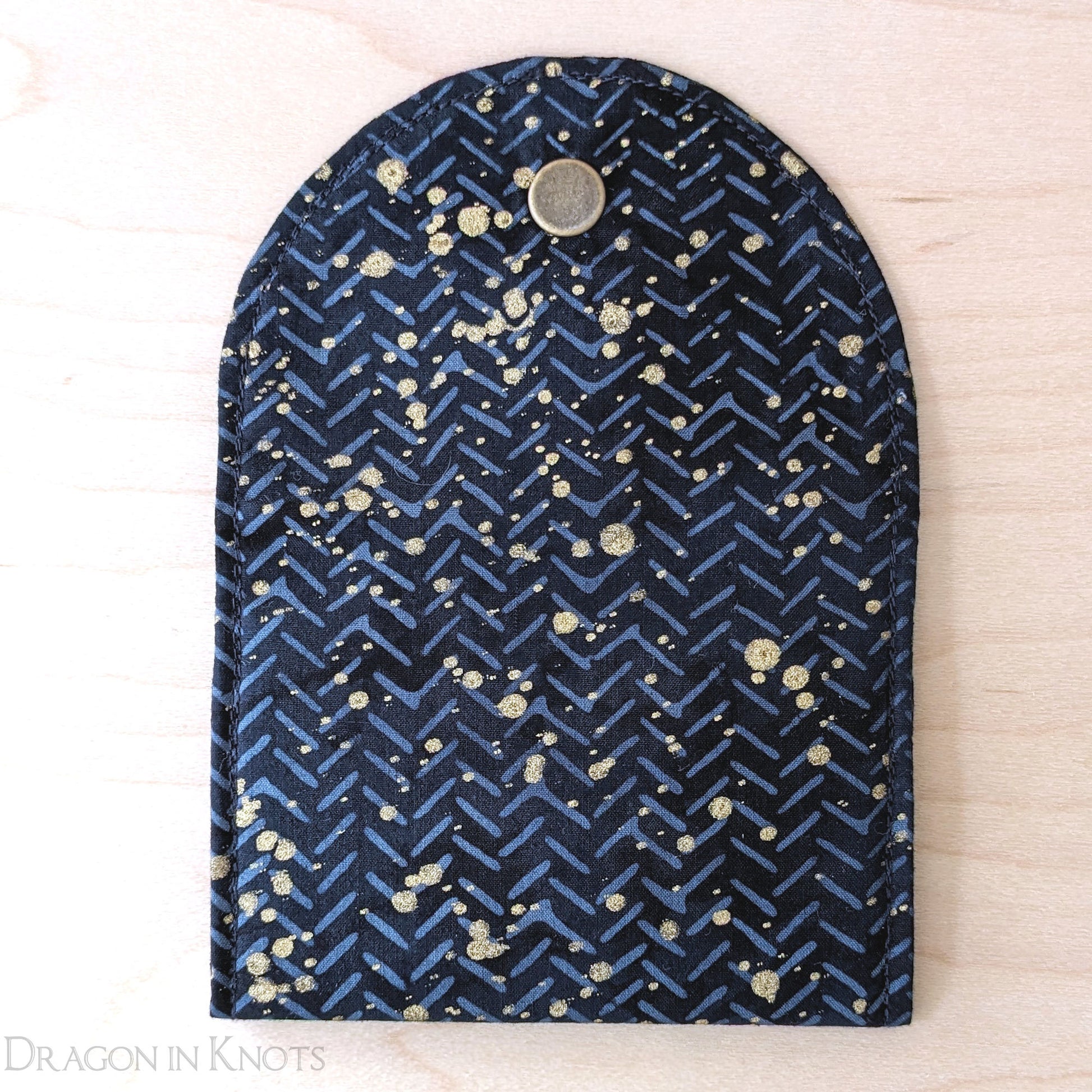 Navy and Gold Card Wallet - Dragon in Knots