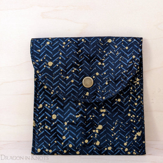 Navy and Gold 4" Accessory Pouch - Dragon in Knots