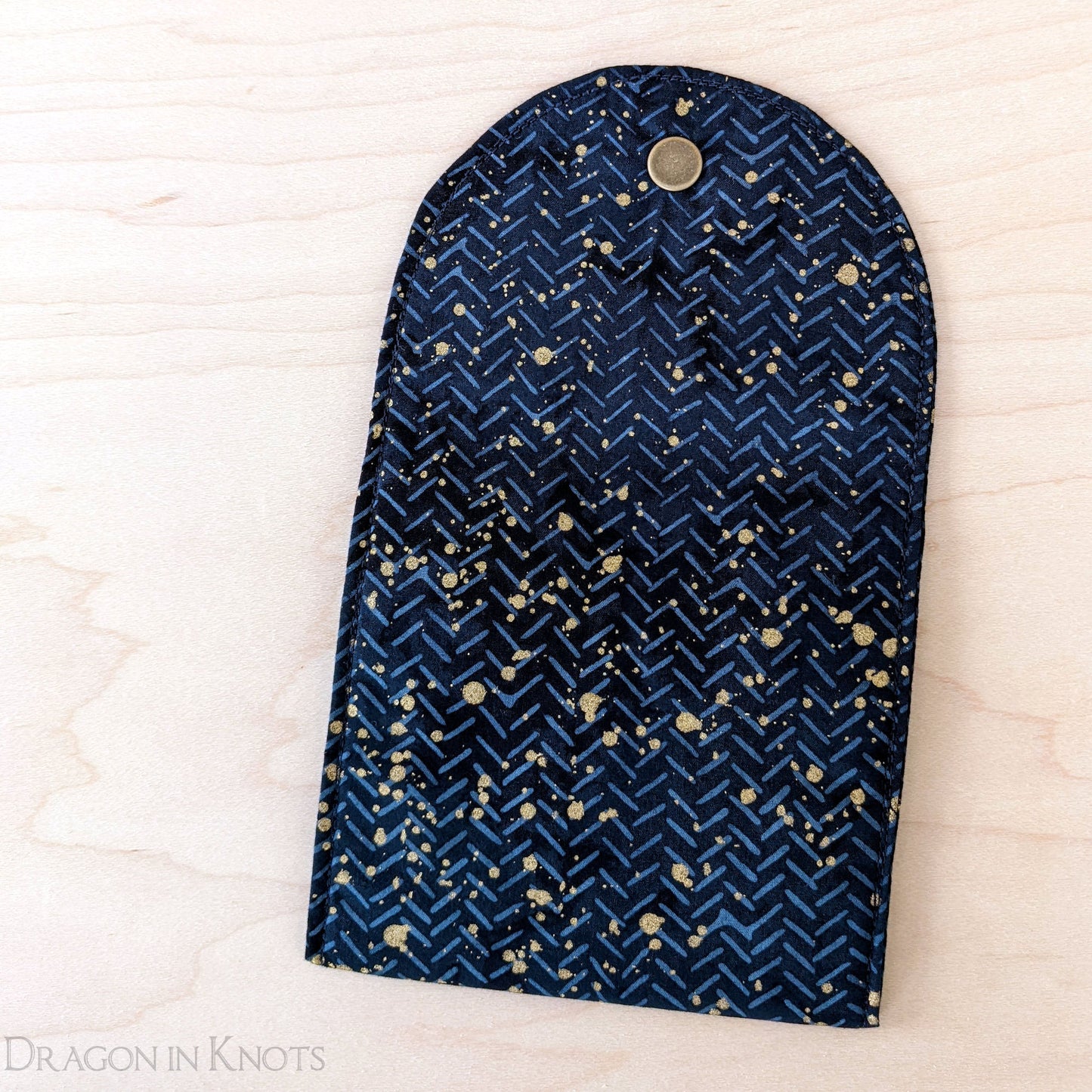 Navy and Gold 4" Accessory Pouch - Dragon in Knots