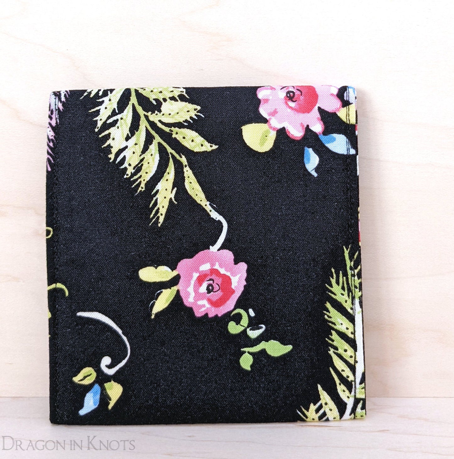 Black Floral Snap Pouch - Dragon in Knots handmade