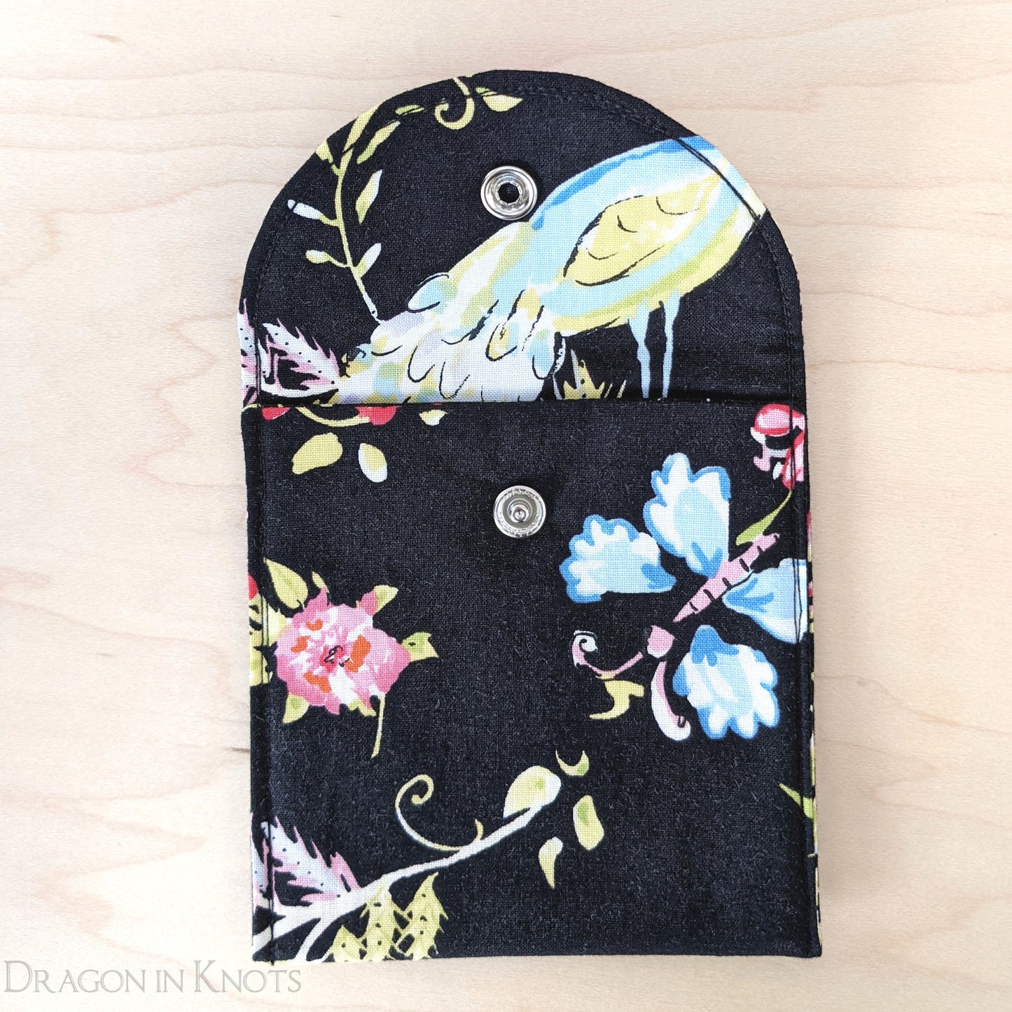 Black Floral Snap Pouch - Dragon in Knots handmade